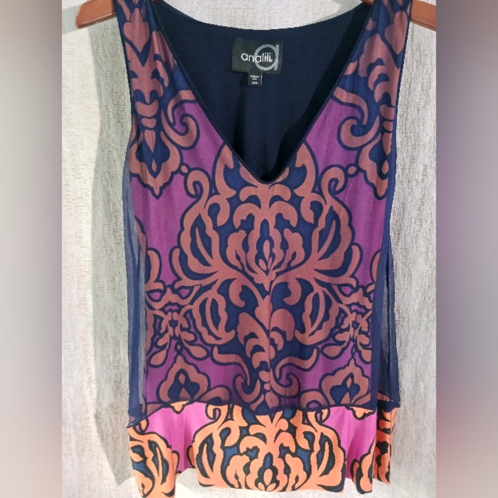 Analili top blouse with silk overlay womens small